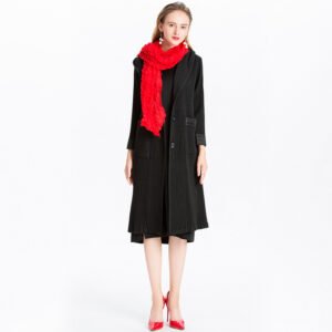 K8107JiaNing new winter coat woolen hooded cardigan medium long pleated jacket：圖片 9