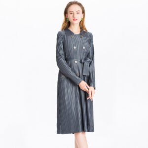 K81003 original high-end double breasted waistband windbreaker temperament socialite long coat women's clothing wholesale：圖片 2