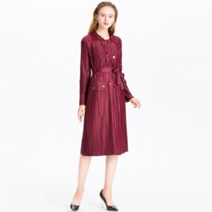 K81003 original high-end double breasted waistband windbreaker temperament socialite long coat women's clothing wholesale：圖片 3