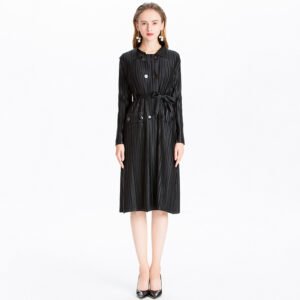 K81003 original high-end double breasted waistband windbreaker temperament socialite long coat women's clothing wholesale：圖片 4