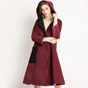 Winter velvet hooded coat, Jianing pleated coat, elegant temperament, medium to long winter coat, plus size coat, temperament