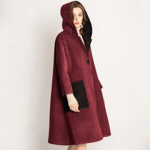 Winter velvet hooded coat, Jianing pleated coat, elegant temperament, medium to long winter coat, plus size coat, temperament：圖片 4