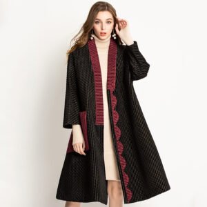 Street trendsetters, western-style Jia Ning pleated winter coat, velvet medium long boutique women's coat, new product wholesale：圖片 2