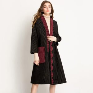 Street trendsetters, western-style Jia Ning pleated winter coat, velvet medium long boutique women's coat, new product wholesale：圖片 3