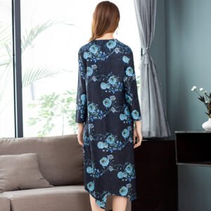 K81010 Boutique V-neck Precision Crimping Digital Flower Dress Jianing 2022 New Spring and Autumn Palace Dress：圖片 6