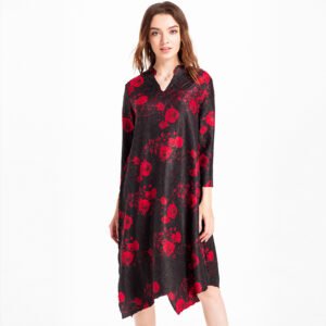 K81010 Boutique V-neck Precision Crimping Digital Flower Dress Jianing 2022 New Spring and Autumn Palace Dress：圖片 8