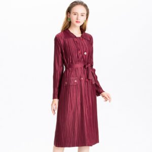 K81003 original high-end double breasted waistband windbreaker temperament socialite long coat women's clothing wholesale
