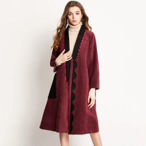 Street trendsetters, western-style Jia Ning pleated winter coat, velvet medium long boutique women's coat, new product wholesale：圖片 6