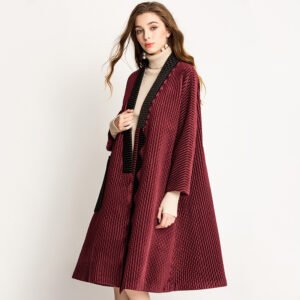 Street trendsetters, western-style Jia Ning pleated winter coat, velvet medium long boutique women's coat, new product wholesale：圖片 7