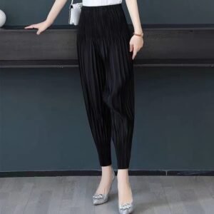 Casual pleated slimming pleated loose and versatile temperament, small leg pants with angular mesh explosive position pants, thin cut, high waist：圖片 3
