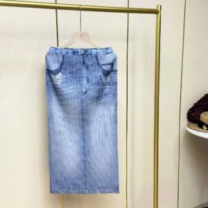 Jia Ning's new style retro split mid length denim half skirt mid length skirt A-line skirt artistic versatile fashion：圖片 7