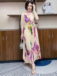 Autumn new style stylish dress, high-end new floral long style, elegant and casual design, long skirt looks slim：圖片 7