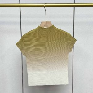 Jia Ning's new versatile temperament slim fit short round neck high neck gradient color corn pleated top：圖片 9