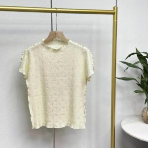 Y230932 Jia Ning Summer New Round Neck Versatile Temperament Design Sense Top Threaded Ruffle Top：圖片 10