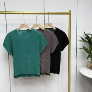 Jia Ning's new summer short sleeved slimming cover with angular mesh, round neck, Japanese and Korean casual minimalist pullover, solid color：圖片 6