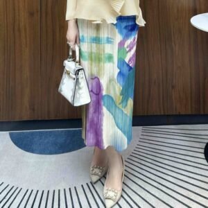 Jianing Summer New Style Fashionable, Simple and Slim Women's Medium to Long Elastic Band Split Printed Half Skirt：圖片 7