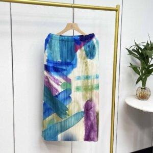 Jianing Summer New Style Fashionable, Simple and Slim Women's Medium to Long Elastic Band Split Printed Half Skirt：圖片 6