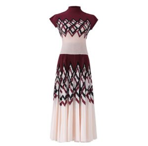 New summer versatile and fashionable slim fit short sleeved set with geometric corn pleats：圖片 10
