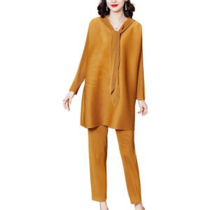 K200803 Jia Ning pleated noblewoman set two-piece set for spring 2021, stylish plus size, fat mm, slimming and reducing age：圖片 9