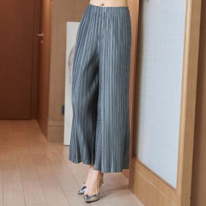 Jiatwisted pleated 2022 fashionable temperament, slimming and concealing, mid to long single-sided wide leg pants：圖片 3