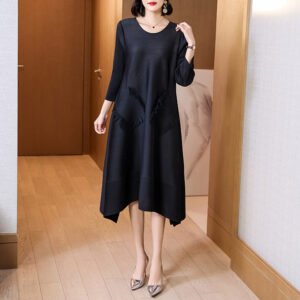 Z2022001 Jiatwisted pleated pocket tassel loose fashion temperament anti-aging dress：圖片 10