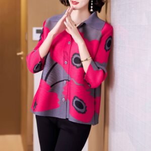 K221152 Jia Ning Fold New Fashionable Loose and Versatile temperament Flip Collar Cardigan Top：圖片 8