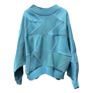 Jia Ning San Zhai's new pleated women's clothing in large size loose fitting pullover, stylish diamond pleated top, early autumn loose long sleeved：圖片 9