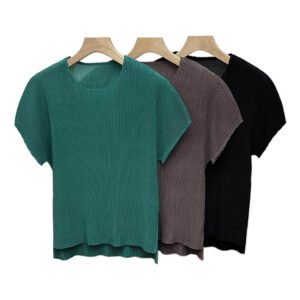 Jia Ning's new summer short sleeved slimming cover with angular mesh, round neck, Japanese and Korean casual minimalist pullover, solid color：圖片 5