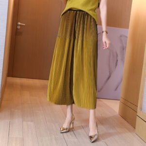 Jia Ning pleated high temperature shaping high elasticity casual and comfortable oversized loose cropped pants, stylish and simple wide leg pants：圖片 9