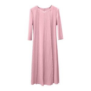 Temperament dress slimming knit fashion base mid length skirt short sleeved loose and versatile solid color square neck Korean version：圖片 10
