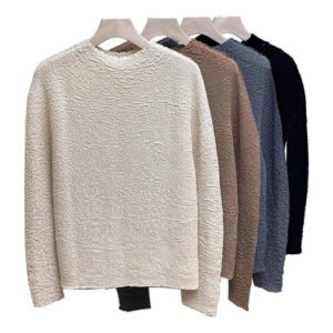 Jia Ning's new temperament round neck long sleeved base shirt with pleated sequin top, Japanese and Korean casual style, fashionable and versatile, loose fit：圖片 9