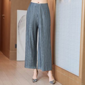 Jiatwisted pleated 2022 fashionable temperament, slimming and concealing, mid to long single-sided wide leg pants