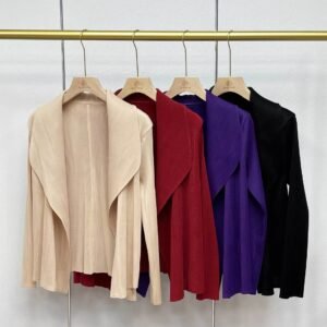 Jia Ning's new solid color versatile long sleeved simple lapel cardigan top：圖片 3