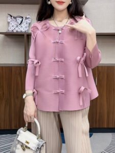 New socialite style fashionable autumn coat, high-end new Chinese style shirt, slimming long sleeved butterfly knot buckle top：圖片 4