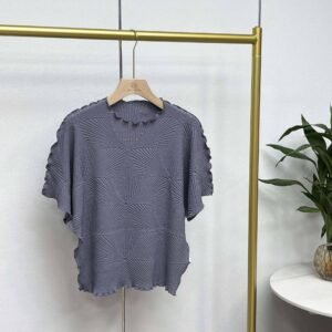 Jia Ning's new loose short sleeved summer round neck geometric pleated top, fresh and sweet casual short sleeved T-shirt, versatile：圖片 13