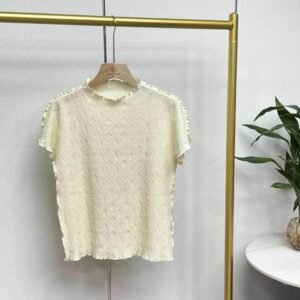 Y230932 Jia Ning Summer New Round Neck Versatile Temperament Design Sense Top Threaded Ruffle Top：圖片 12