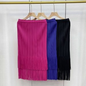 K231232 Jia Ning New Loose and Versatile Style Fashionable Elastic Band Medium Long Double Layer Tassel Half Skirt：圖片 9