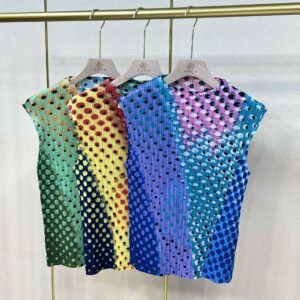 K231195 Jia Ning new versatile round neck slim fit short top with polka dot vest top：圖片 4