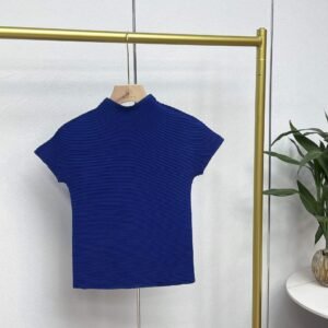 W230416 Jia Ning New Summer Versatile Round Neck Short Sleeve T Clear Color Corn Fold Top Japanese and Korean Casual Style Versatile：圖片 11