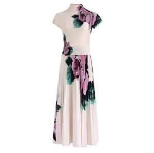 Jia Ning's new style versatile high neck slim fit women's suit with collar rose and corn pleat set, high-end and elegant：圖片 10