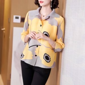 K221152 Jia Ning Fold New Fashionable Loose and Versatile temperament Flip Collar Cardigan Top：圖片 9