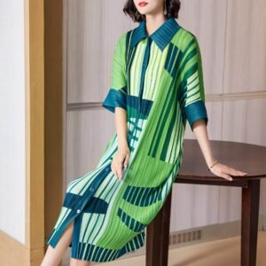 K221145 new style temperament lapel striped skirt temperament commuting elegant women's dress coat cardigan versatile：圖片 9