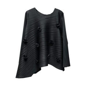 Three dimensional flower 2024 woven new fresh top for outerwear, niche and popular, small fragrance style, covering the flesh, socialite round neck：圖片 8