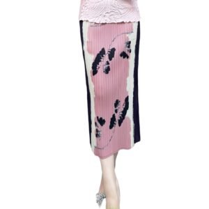 Jia Ning's new age reducing and slimming look, plus size loose and fashionable mid to long style, high waist, elastic waist, leaf color blocked half skirt：圖片 9