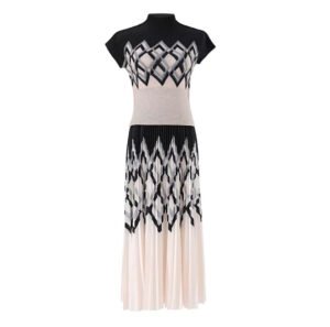 New summer versatile and fashionable slim fit short sleeved set with geometric corn pleats：圖片 11