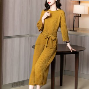 Jia Ning pleated two-piece set, European style pleated 2021 spring/summer new women's wide leg pants set k200504：圖片 9