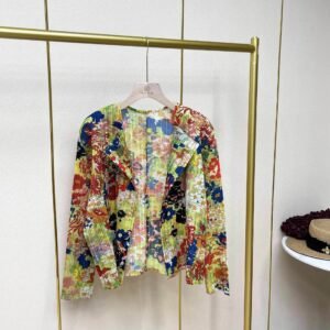 Jia Ning's new long sleeved, slimming and versatile cardigan without buttons, small daisy cardigan jacket, fresh and sweet style, versatile