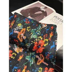 K231209 temperament print versatile fashion elastic band medium long tassel print half skirt artistic retro A-line skirt：圖片 10