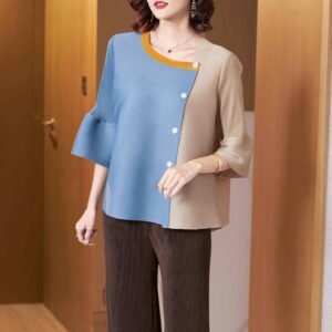 Jianing Summer New Style Versatile Fashion Spring and Summer Color blocked Cardigan Top Women's Knitted Shirt：圖片 9
