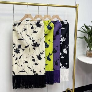 Jia Ning's new loose, fashionable, breathable and versatile elastic band with maple leaf tassel half skirt, sweet A-line skirt, maple leaf print：圖片 2